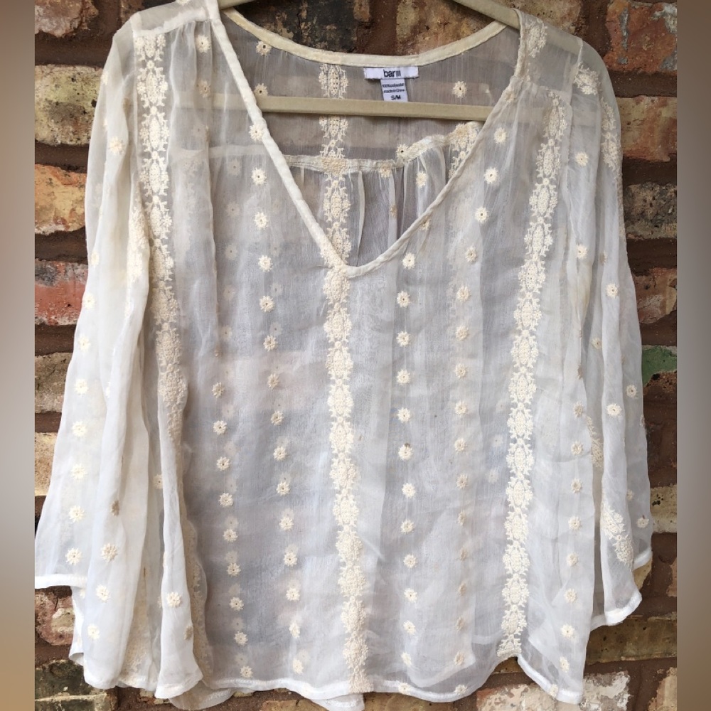 Bar III  ivory sheer top Sz S/M